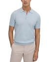 Reiss Pascoe Textured Short Sleeve Snap Placket Polo Shirt In Soft Blue