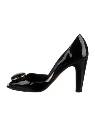 Pre-owned Reiss Patent Leather D'orsay Pumps In Black