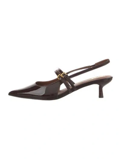 Pre-owned Reiss Patent Leather Slingback Pumps In Brown