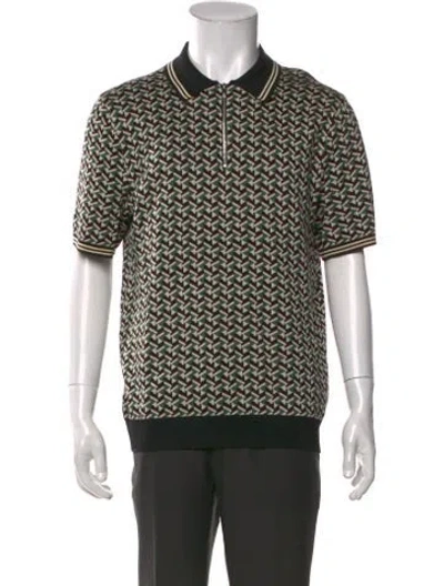 Pre-owned Reiss Patterned Collar Polo Sweater In Green