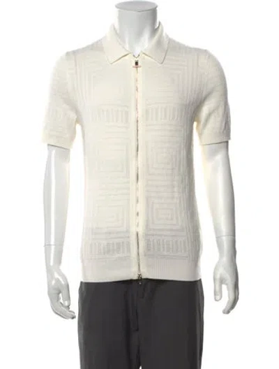 Pre-owned Reiss Patterned Collar Polo Sweater In Neutrals