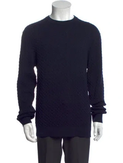 Pre-owned Reiss Patterned Crew Neck Pullover In Blue
