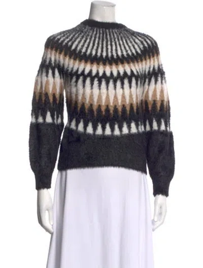 Pre-owned Reiss Patterned Crew Neck Sweater In Black