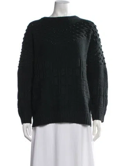Pre-owned Reiss Patterned Crew Neck Sweater In Green