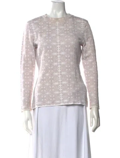 Pre-owned Reiss Patterned Crew Neck Sweater In White