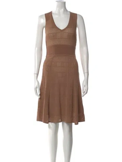 Pre-owned Reiss Patterned Knee-length Dress In Brown