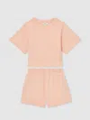 Reiss Kids' Peach Cotton-blend Sweatshirt And Shorts Set In Orange