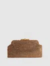 Reiss Peach Embellished Clutch Bag In Orange