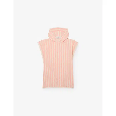 Reiss Peach Kids' Dune Striped Towelling Cape In Multi