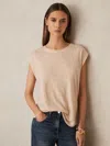 Reiss Peach Linen Cap-sleeve T-shirt