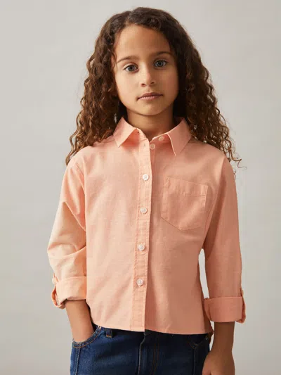 Reiss Peach Linen Roll-cuff Shirt