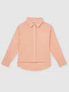 Reiss Peach 13-14 Yrs Linen Roll-cuff Shirt In Orange