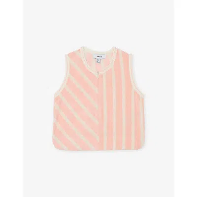 Reiss Kids' Peach Striped Two-piece Cotton-blend Towelling Set 3-9 In Neutral