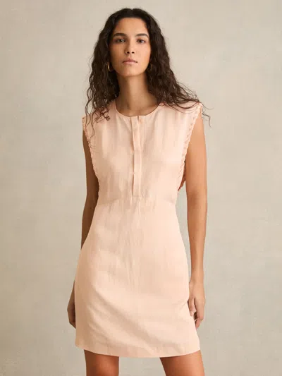 Reiss Peach Whipstitch Sleeveless Shift Dress In Orange