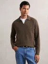 Reiss Pecan Brown Wool-cashmere Open-collar Jumper In Brown