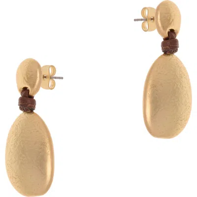 Reiss Peggy Smooth Pebble Cord Drop Earrings In Gold