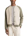 Reiss Pelham Regular Fit Color Block Bomber Jacket In Off White/sage