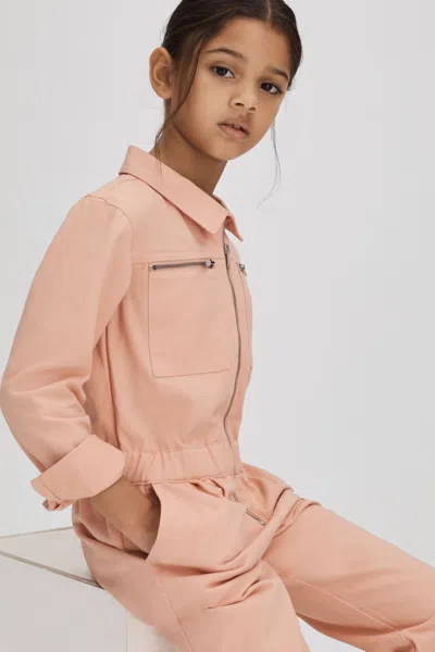 Reiss Kids' Penelope - Pink Senior Denim Jumpsuit, Uk 12-13 Yrs