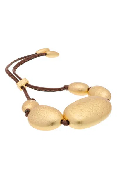 Reiss Penny Smooth Pebble Cord Bracelet In Gold