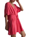 Reiss Peony Plain Flippy Dress In Pink