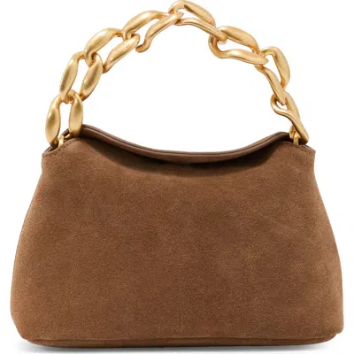 Reiss Womens Tan Peony Chain-strap Suede Grab Bag In Brown