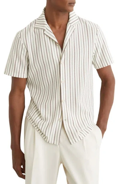 Reiss Percy Textured Stripe Cubano Shirt In Multi