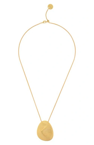 Reiss Perdita Textured Pebble Pendant Necklace In Gold