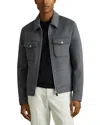 Reiss Sky Blue Melange Peridoe Zip-through Trucker Jacket With Wool In Sky Blue Melang