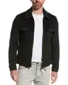 Reiss Black Peridoe Zip-through Trucker Jacket With Wool In Black
