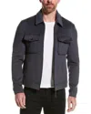 Reiss Peridoe Zip-through Wool-blend Shacket In Blue
