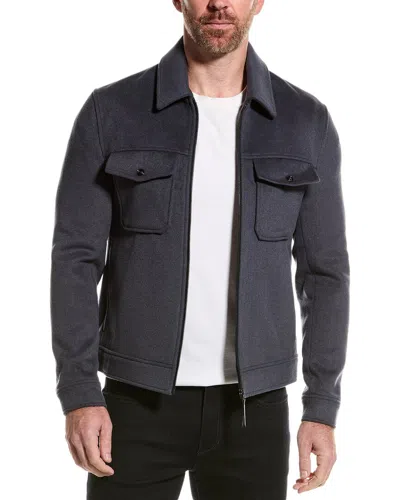 Reiss Peridoe Zip-through Wool-blend Shacket In Blue