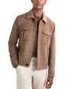 Reiss Mens Dark Brown Perisil Patch-pocket Regular-fit Wool-blend Jacket In Brown