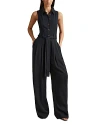 Reiss Womens Navy Perla Belted Wide-leg Woven Jumpsuit In Navy