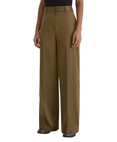 Reiss Petite Adie Wool-blend Wide-leg Trousers In Green