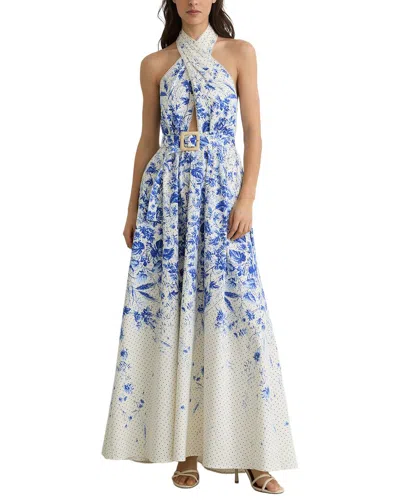 Reiss Petite Amaya Floral Print Belted Maxi Dress In White