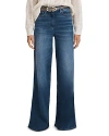 Reiss Ameria High Waist Stretch Wide Leg Jeans In Mid Blue