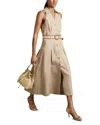 Reiss Womens Annie Belted Sleeveless Linen Midi Dress Neutral In Neutral
