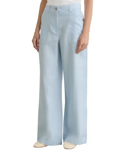 Reiss Petite Ashby High-waisted Wide-leg Linen Pants In Black