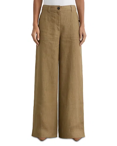 Reiss Petite Ashby Wide Leg Linen Pants In Green