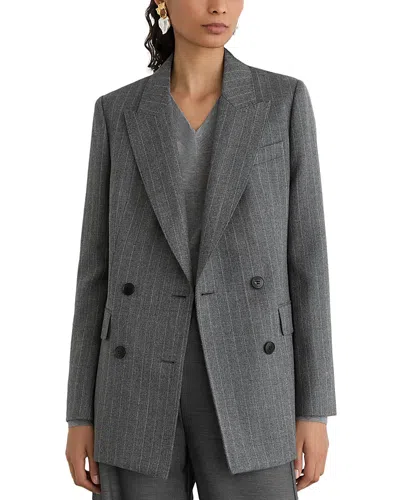 Reiss Petite Astrid Herringbone Wool Double Breasted Blazer In Gray