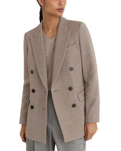 Reiss Petite Aubrey Textured Double Breasted Blazer In Brown