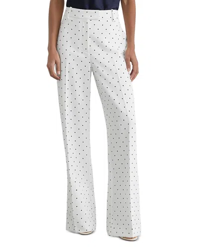 Reiss Petite Beatrix Polka Dot Wide Leg Pants In White