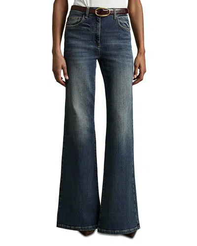 Reiss Bonnie High Rise Flare Leg Jeans In Mid Blue