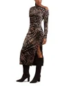Reiss Petite Bria Printed Velvet Dress In Brown