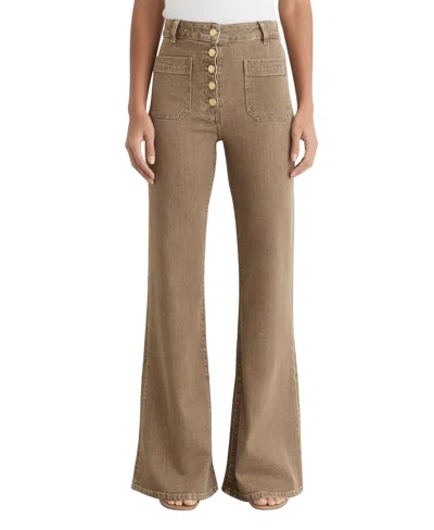 Reiss Petite Cali High-rise Flare Jeans In Light Brow