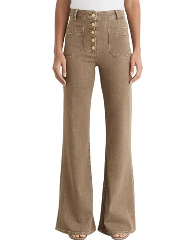 Reiss Petite Cali Twin Pocket Button Flared Jean In Brown
