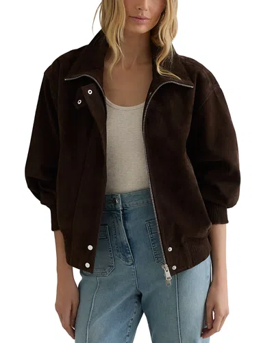 Reiss Petite Cara Leather Jacket In Brown