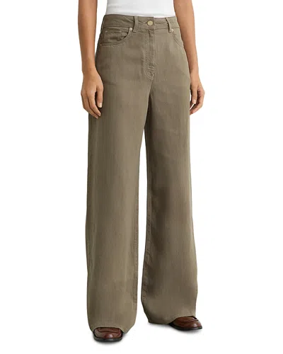 Reiss Petite Carmen Wide Leg Pants In Green