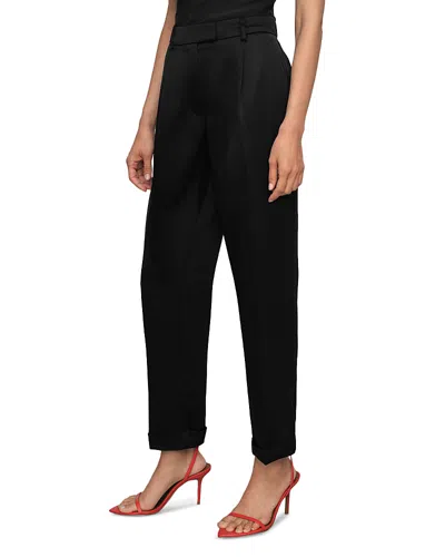 Reiss Petite Celia Satin Taper Trousers In Black