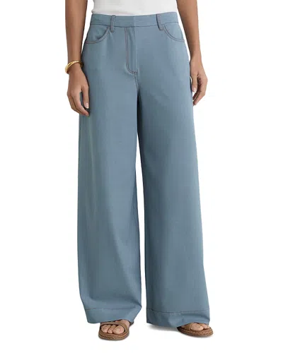 Reiss Petite Charlotte Wide Leg Pants In Blue